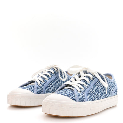 Fendi Denim Jacquard FF Matelasse Womens Domino Low Top Sneakers 37.5 Blue Navy 4 of 9