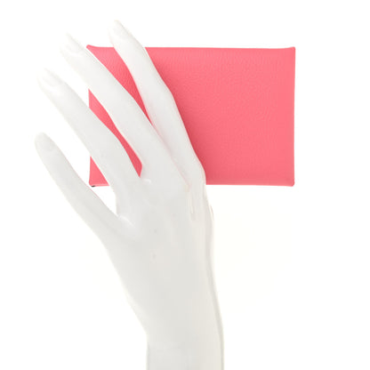 Hermes Evercolor Calvi Card Case Rose Azalee 2 of 7