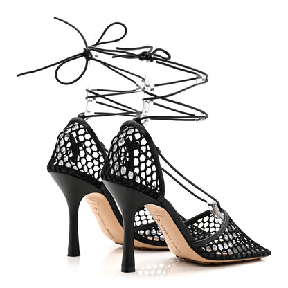 Bottega Veneta Mesh Nappa Stretch Ankle Tie 90mm Sandals 41 Black 4 of 10