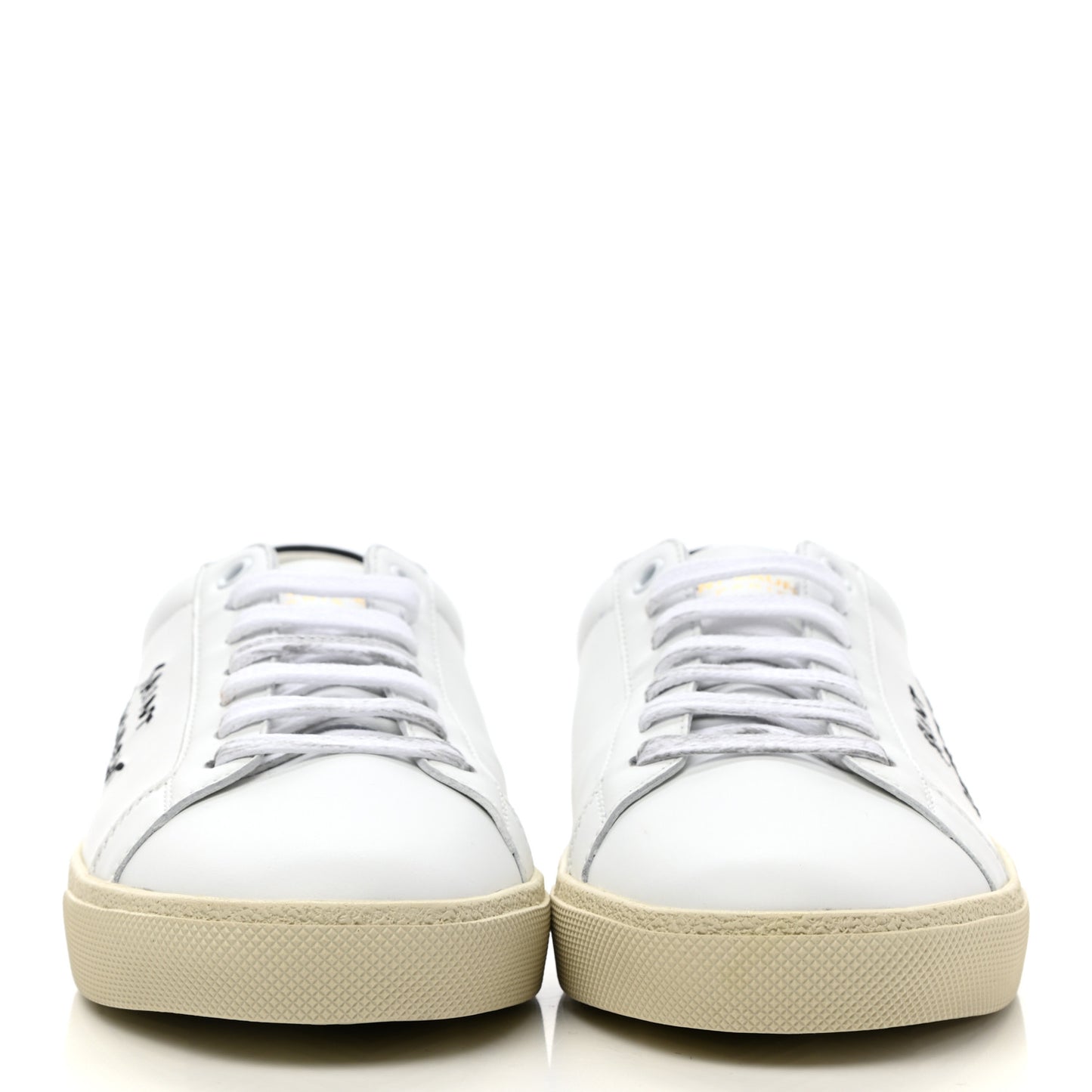 Calfskin Embroidered Court Classic Sneakers 38 White Black