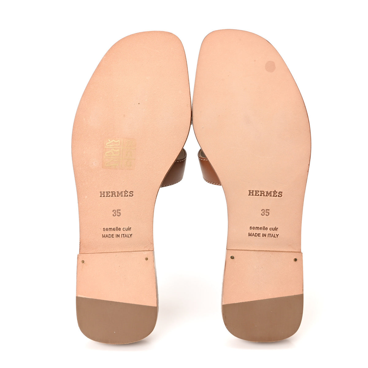 Hermes Box Calfskin Oran Sandals 35 Gold 6 of 10