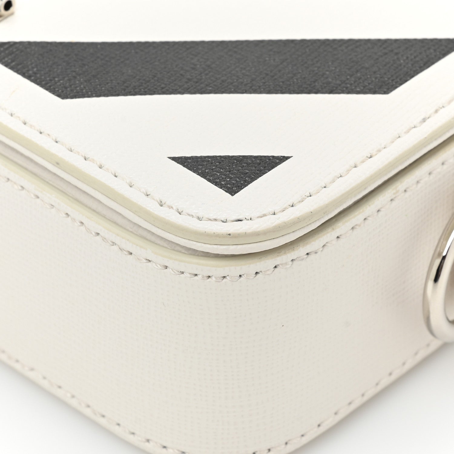 Off-White Saffiano Striped Mini Diag Binder Clip Bag White Black Yellow 11 of 14