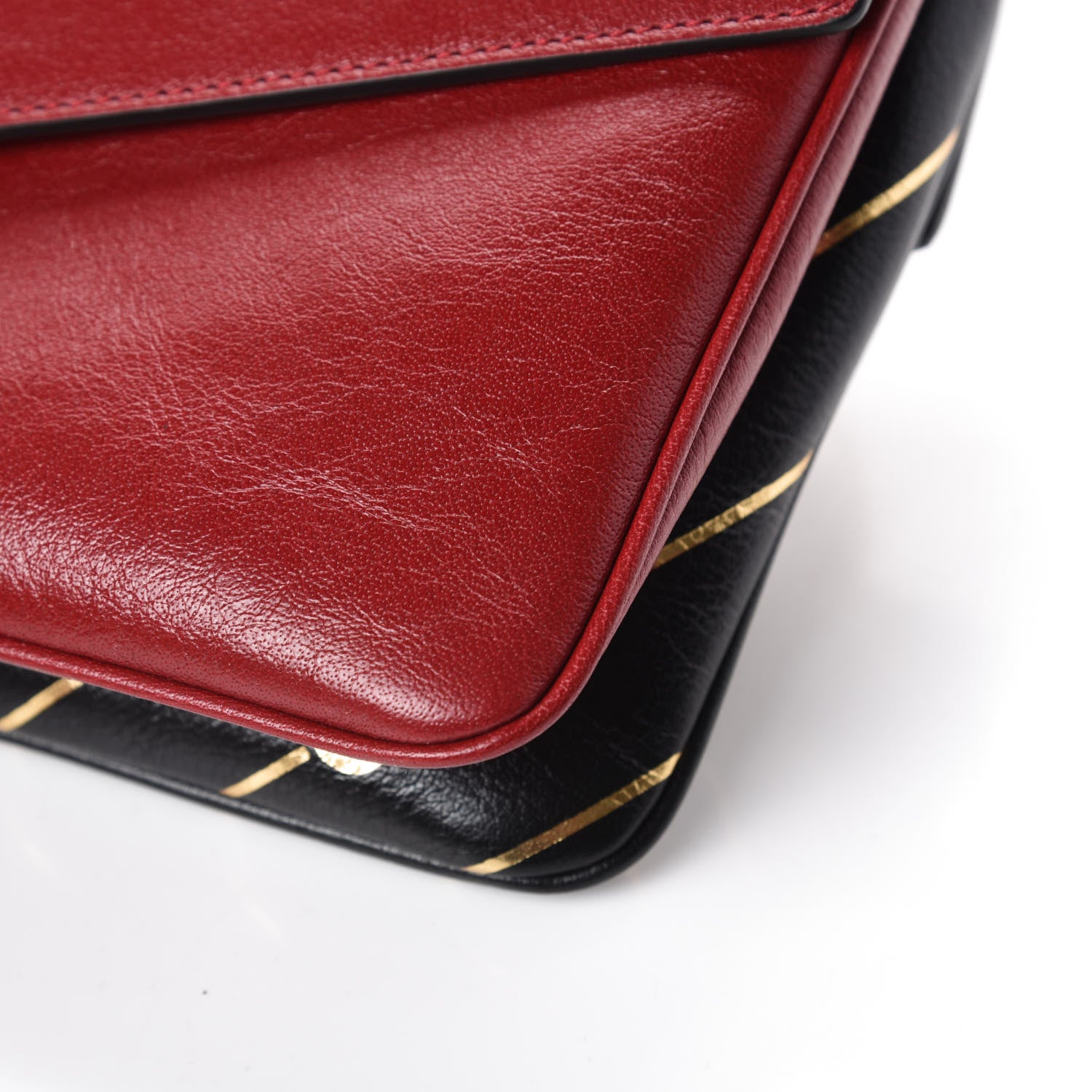 Gucci Calfskin Diagonal GG Medium Thiara Double Envelope Shoulder Bag Black Red 9 of 9