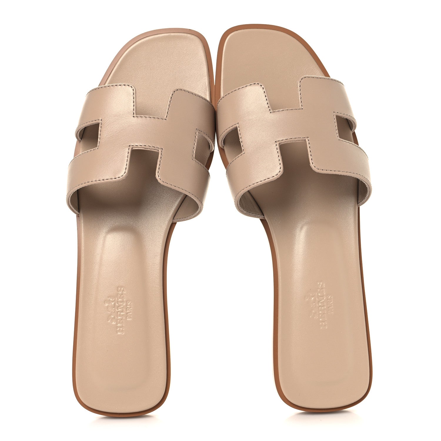 Hermes Box Calfskin Oran Sandals 38.5 Camel 2 of 10