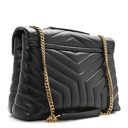 Saint Laurent Calfskin Y Quilted Monogram Medium Loulou Chain Satchel Black 3 of 17