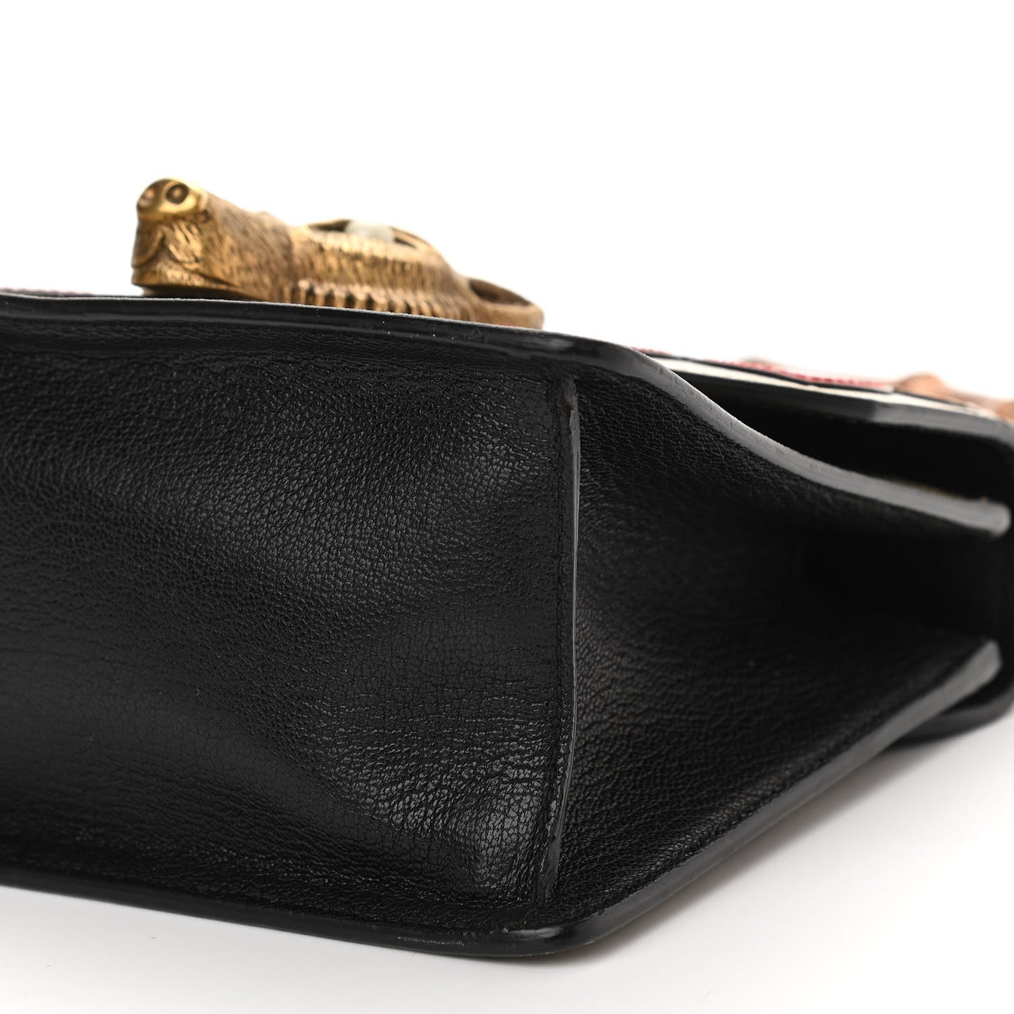 GG Supreme Monogram Goatskin Pearl Mini Fox Broche Bamboo Top Handle Bag Beige Ebony Black Hibiscus Red Mystic White
