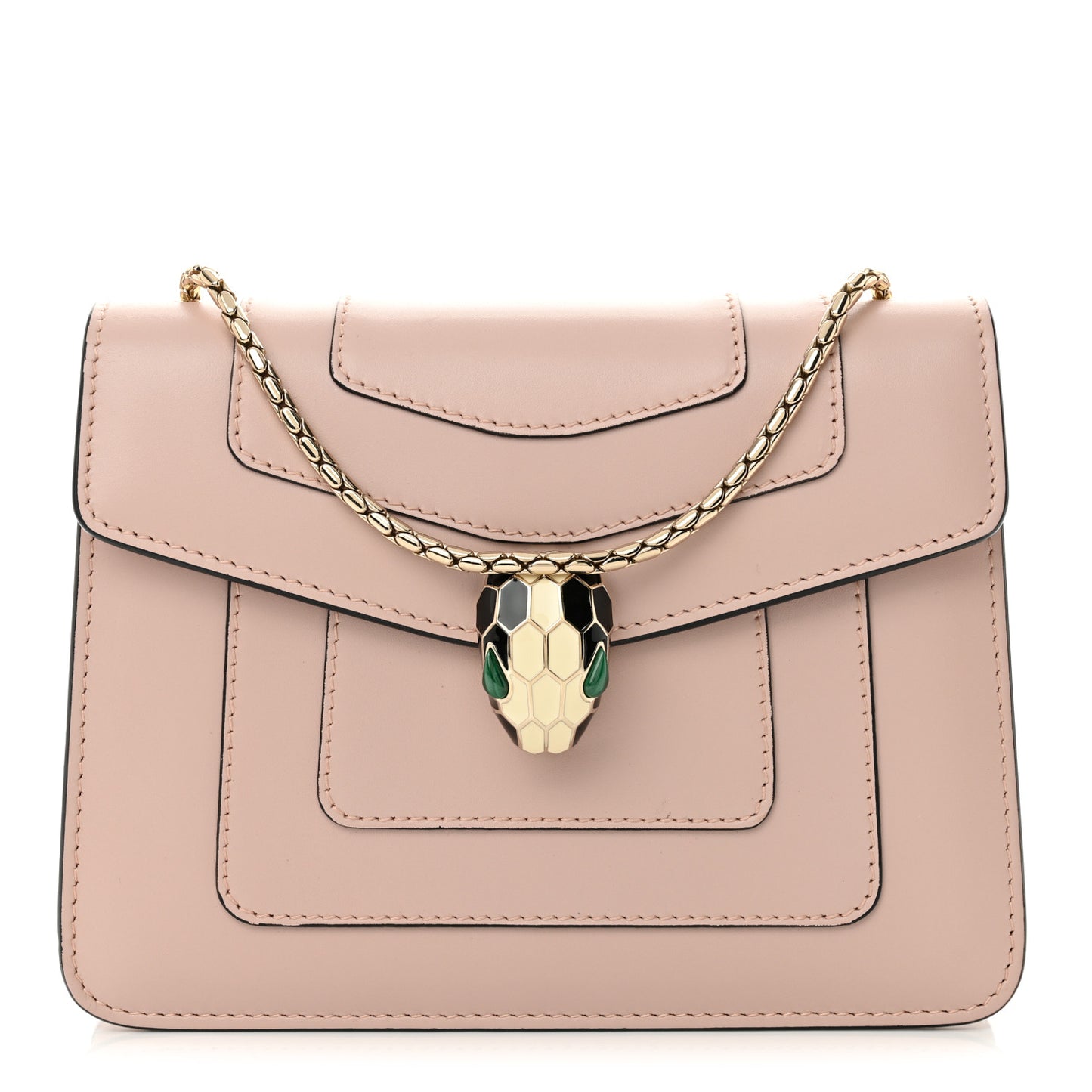 Calfskin Small Serpenti Forever Snake Strap Crossbody Bag Light Pink