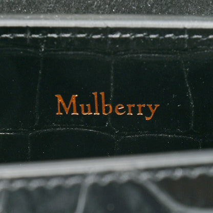 Mulberry Calfskin Crocodile Embossed Mini Seaton Black 6 of 8