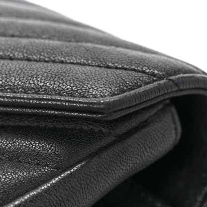 Saint Laurent Sheepskin Matelasse Chevron Monogram Medium College Bag Black 15 of 16