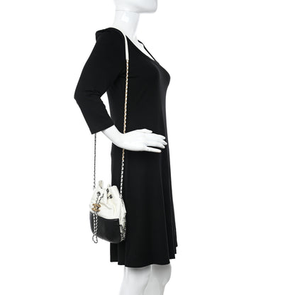 Chanel Aged Calfskin Quilted Small Gabrielle Bucket White Black 2 of 11