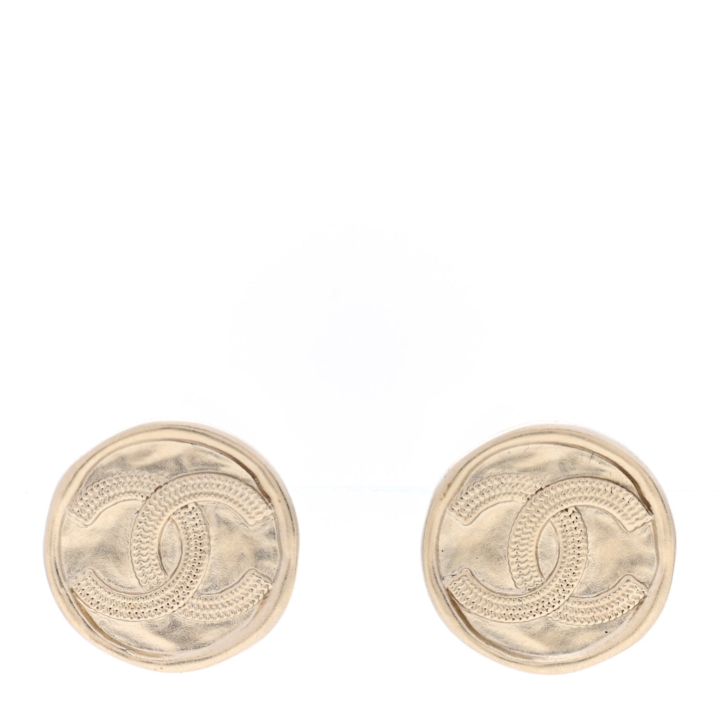 Metal Round CC Earrings Gold