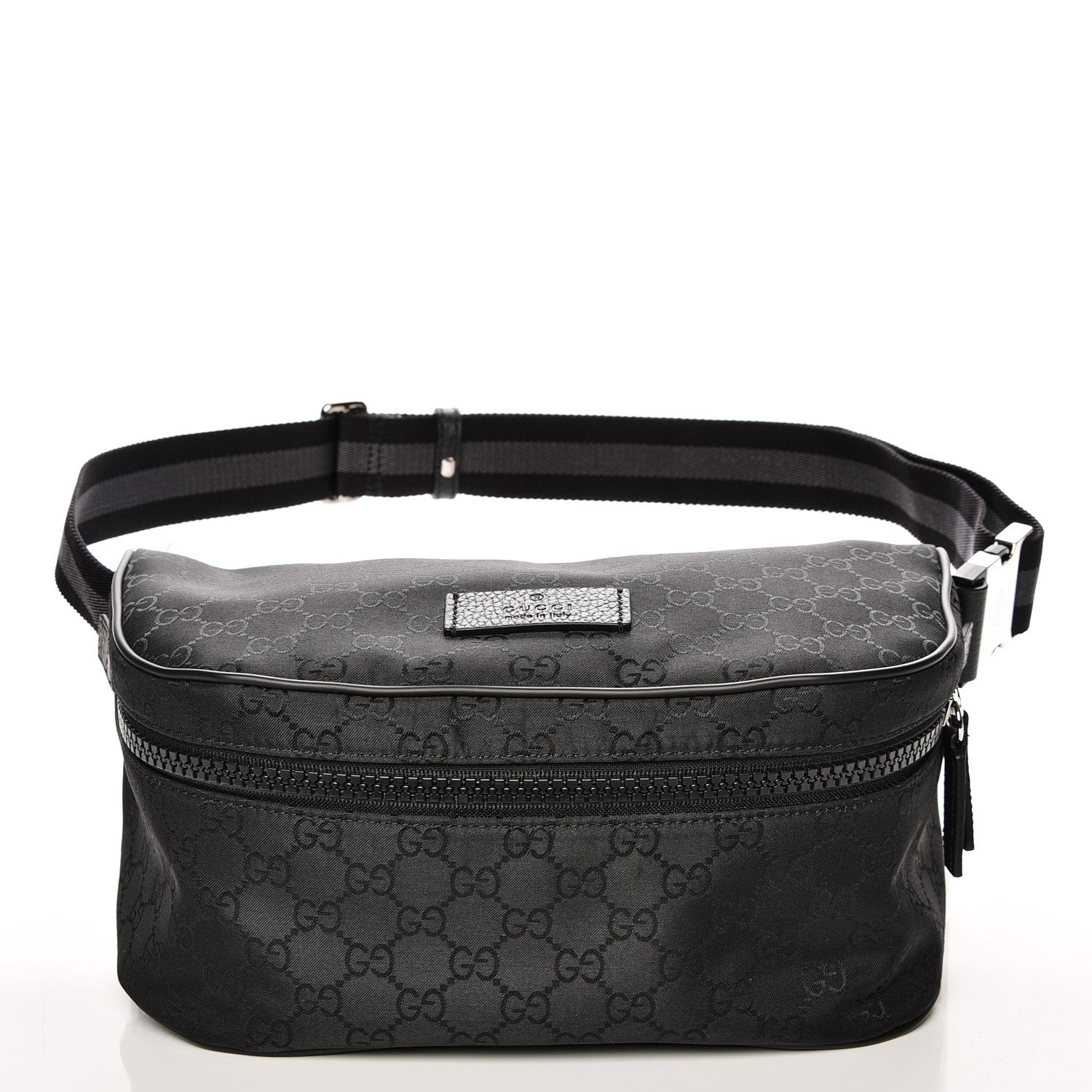 Gucci Nylon Monogram Fanny Pack Belt Bag Black 1 of 7
