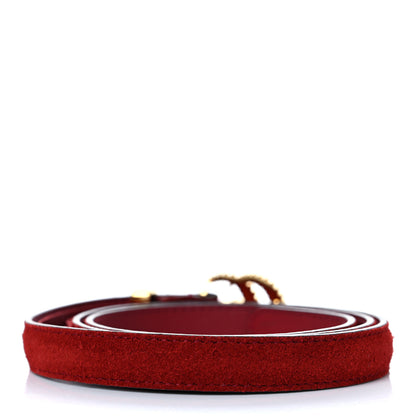 Gucci Suede Calfskin Torchon Double G 15mm Belt 75 30 Red 2 of 7