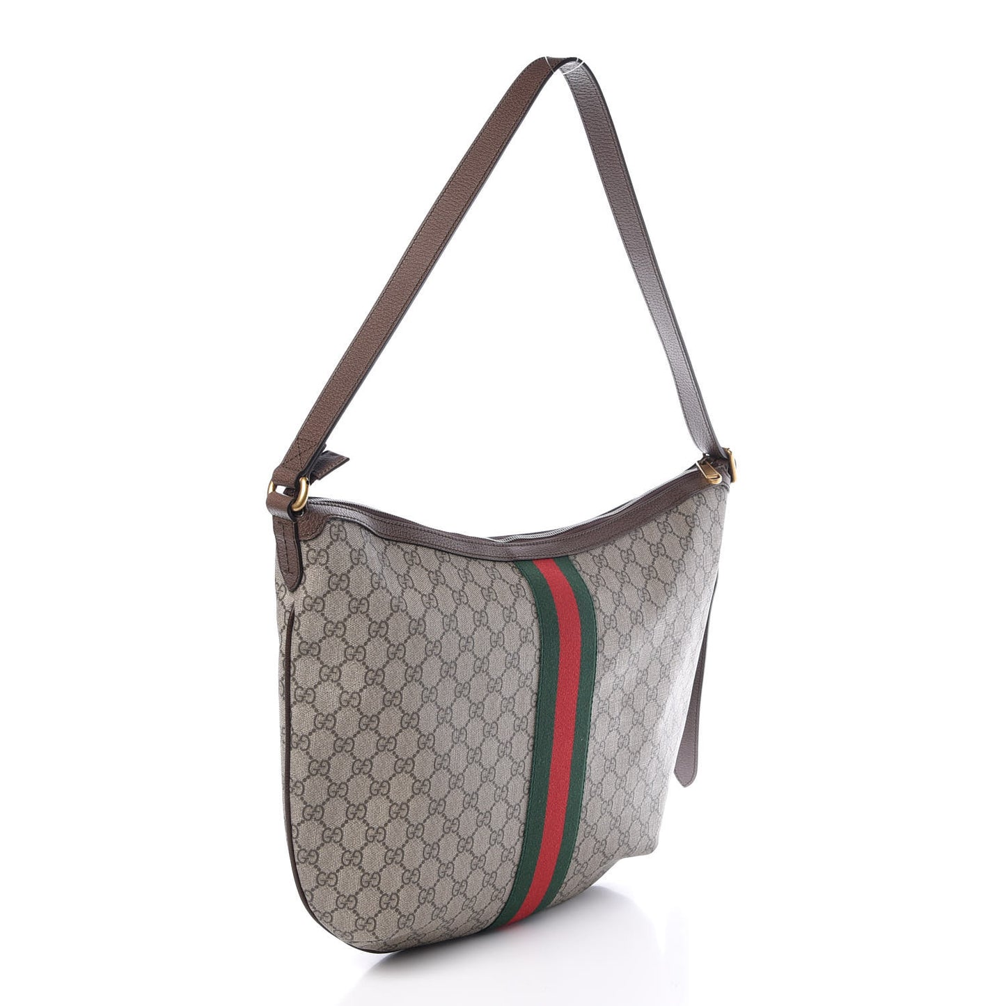 GG Supreme Monogram Web Ophidia Half Moon Hobo Brown