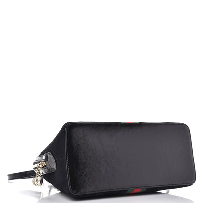 Gucci Suede Patent GG Web Medium Ophidia Top Handle Dome Bag Black 4 of 7