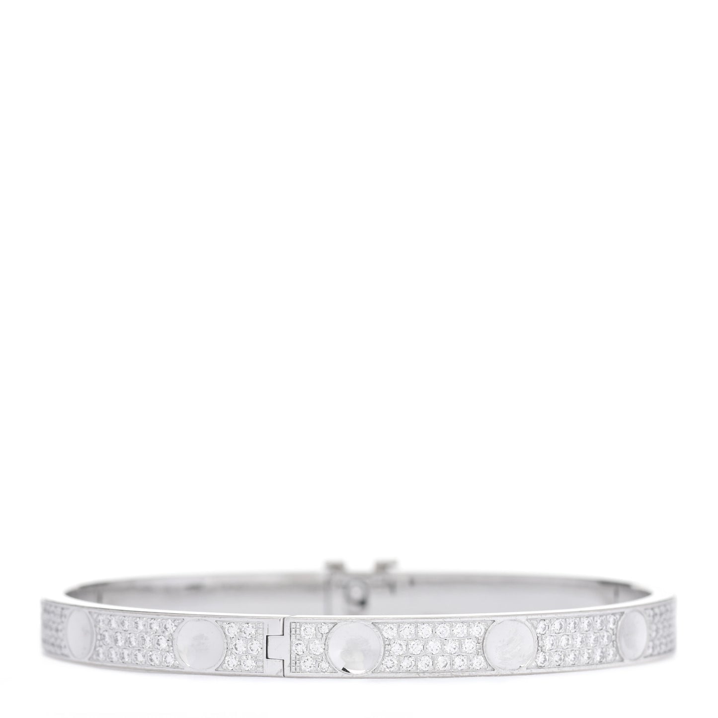 18K White Gold Diamond Empreinte Bangle Bracelet 15