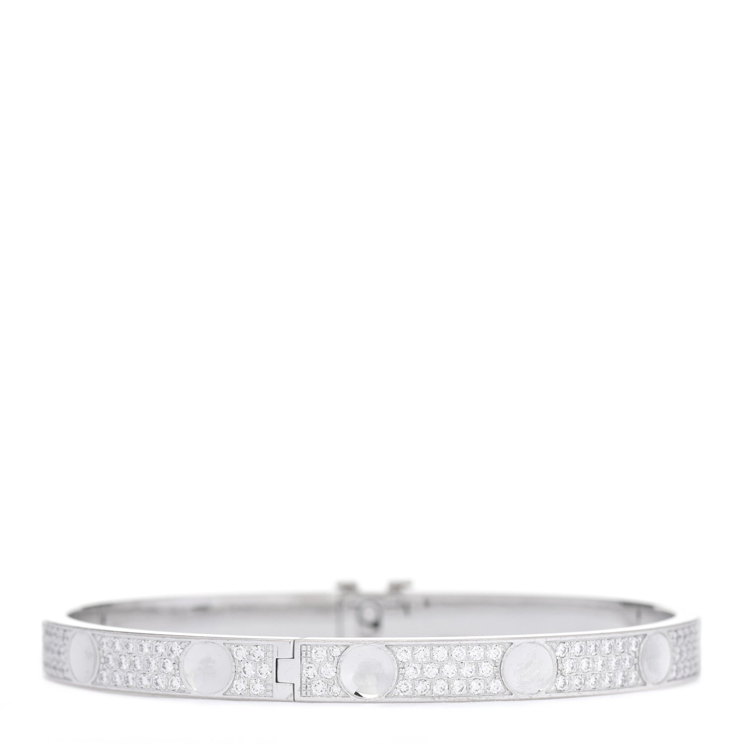 Louis Vuitton 18K White Gold Diamond Empreinte Bangle Bracelet 15 3 of 5