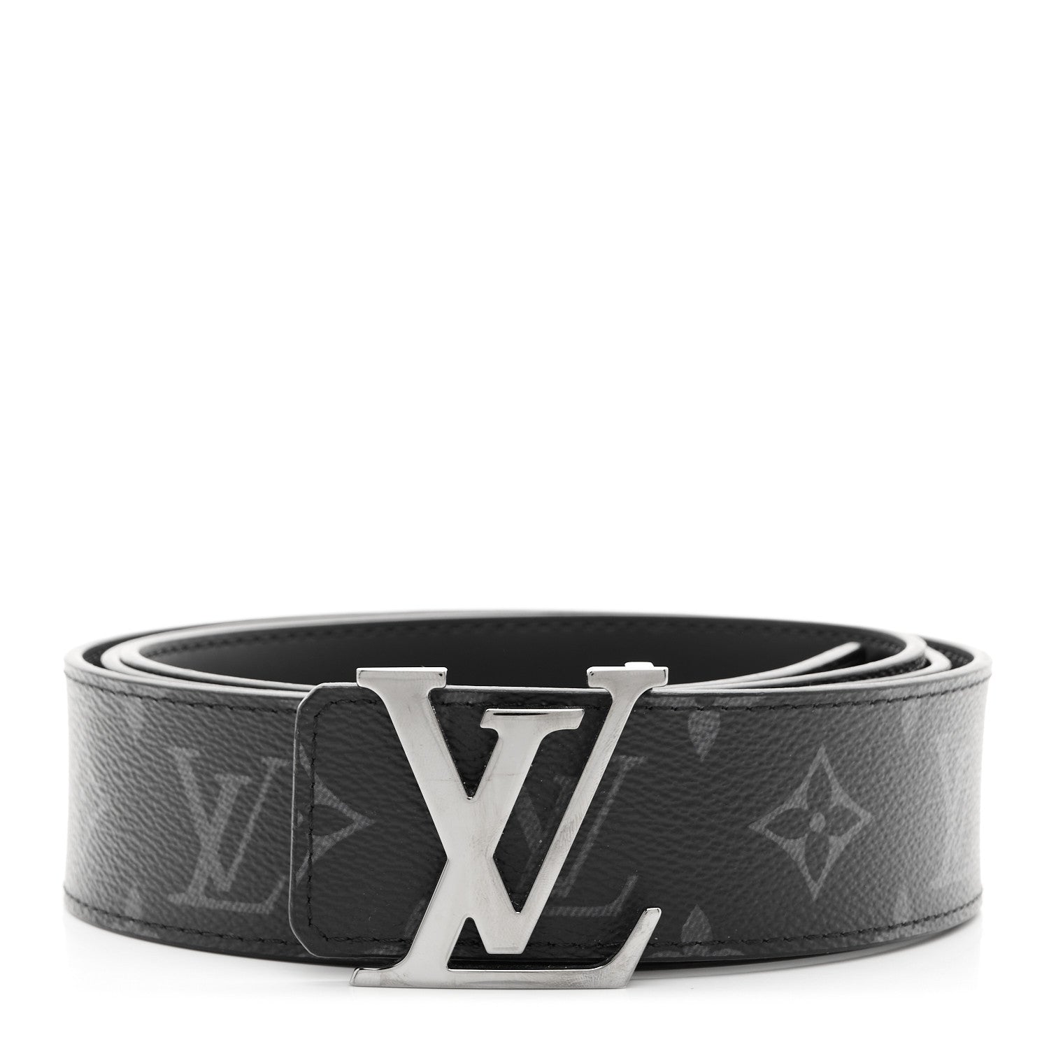 Louis Vuitton Calfskin Monogram Eclipse 35mm LV Initiales Reversible Belt 120 48 Black 1 of 6