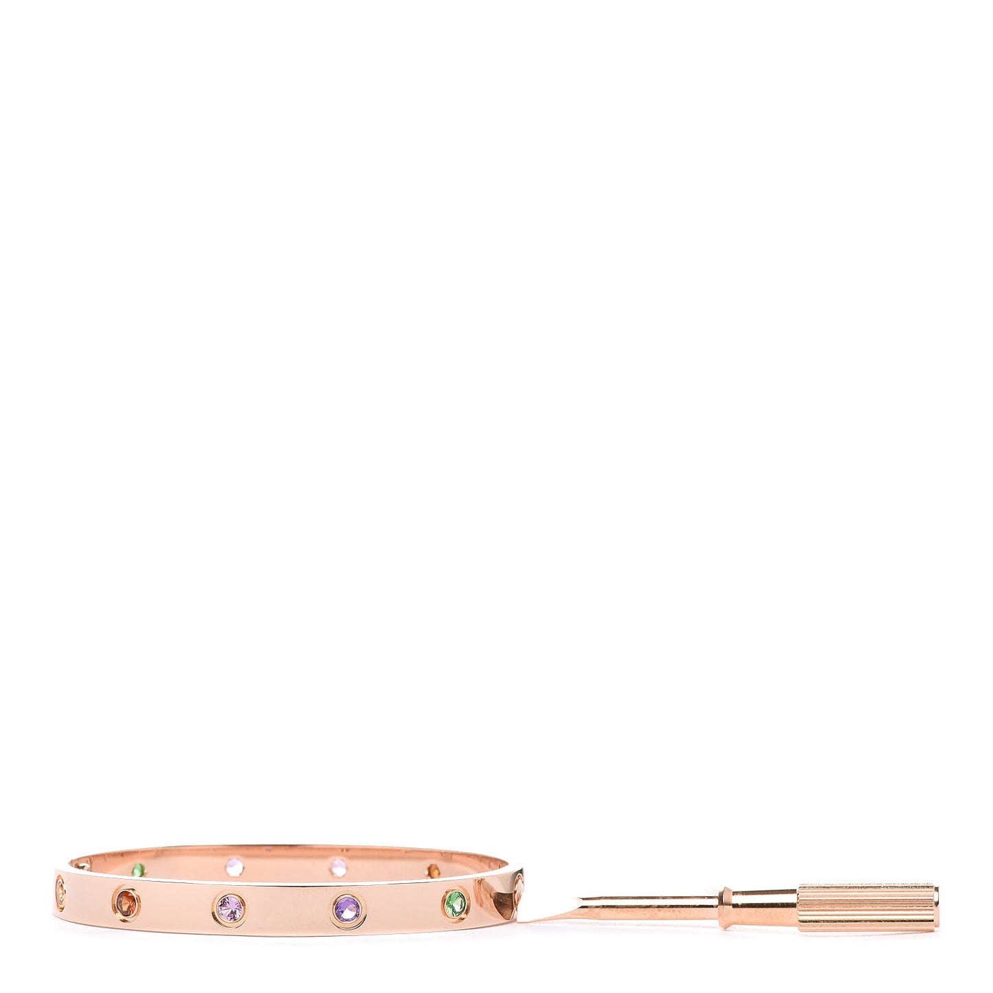 18K Pink Gold Sapphire Garnet Amethyst LOVE Bracelet 16