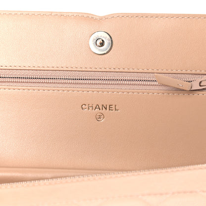 Chanel Caviar Quilted CC Filigree Wallet On Chain WOC Beige Black 6 of 12