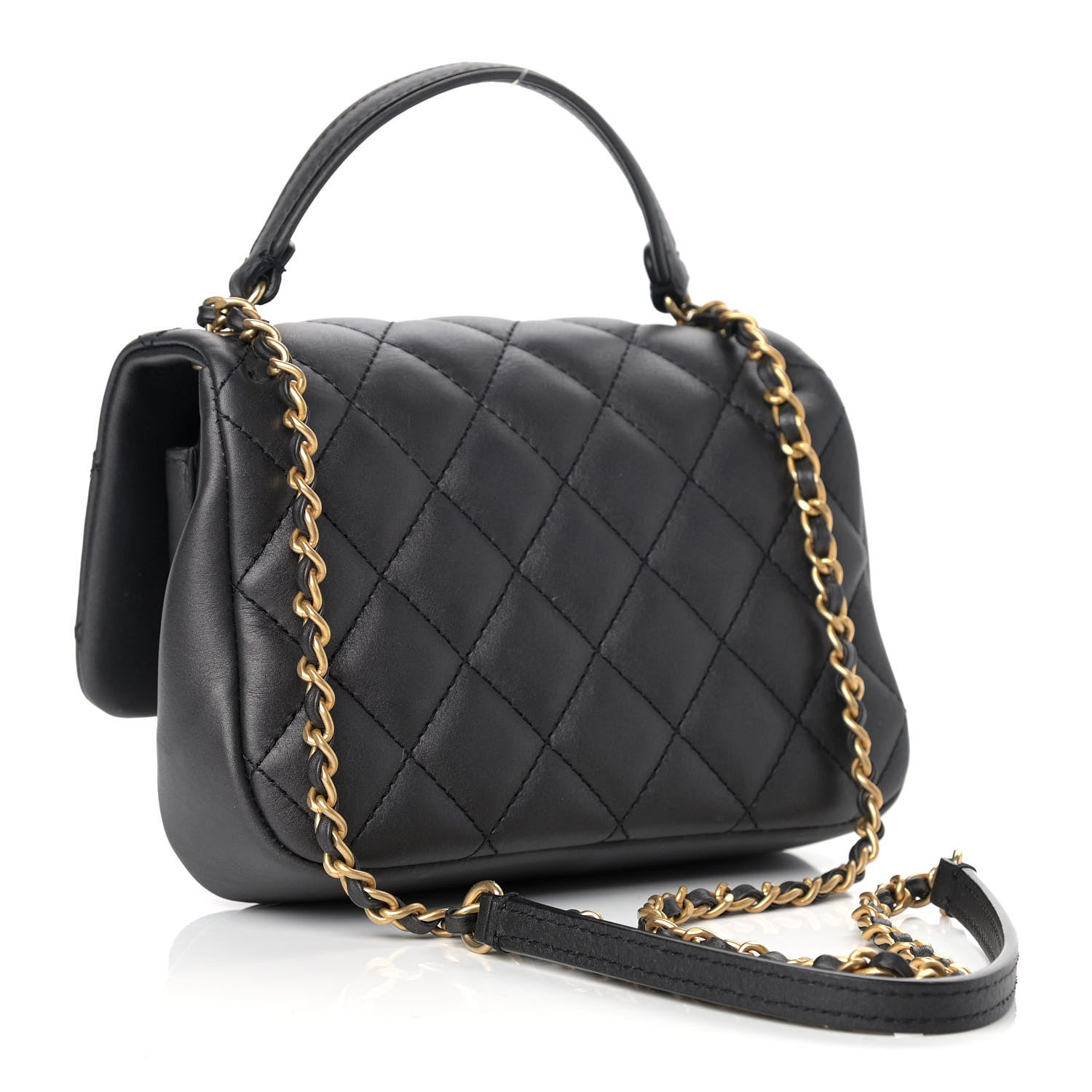 Chanel Calfskin Quilted Top Handle Flap Black 3 of 10