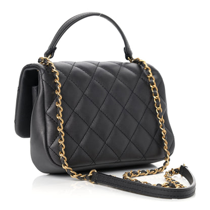 Chanel Calfskin Quilted Top Handle Flap Black 3 of 10