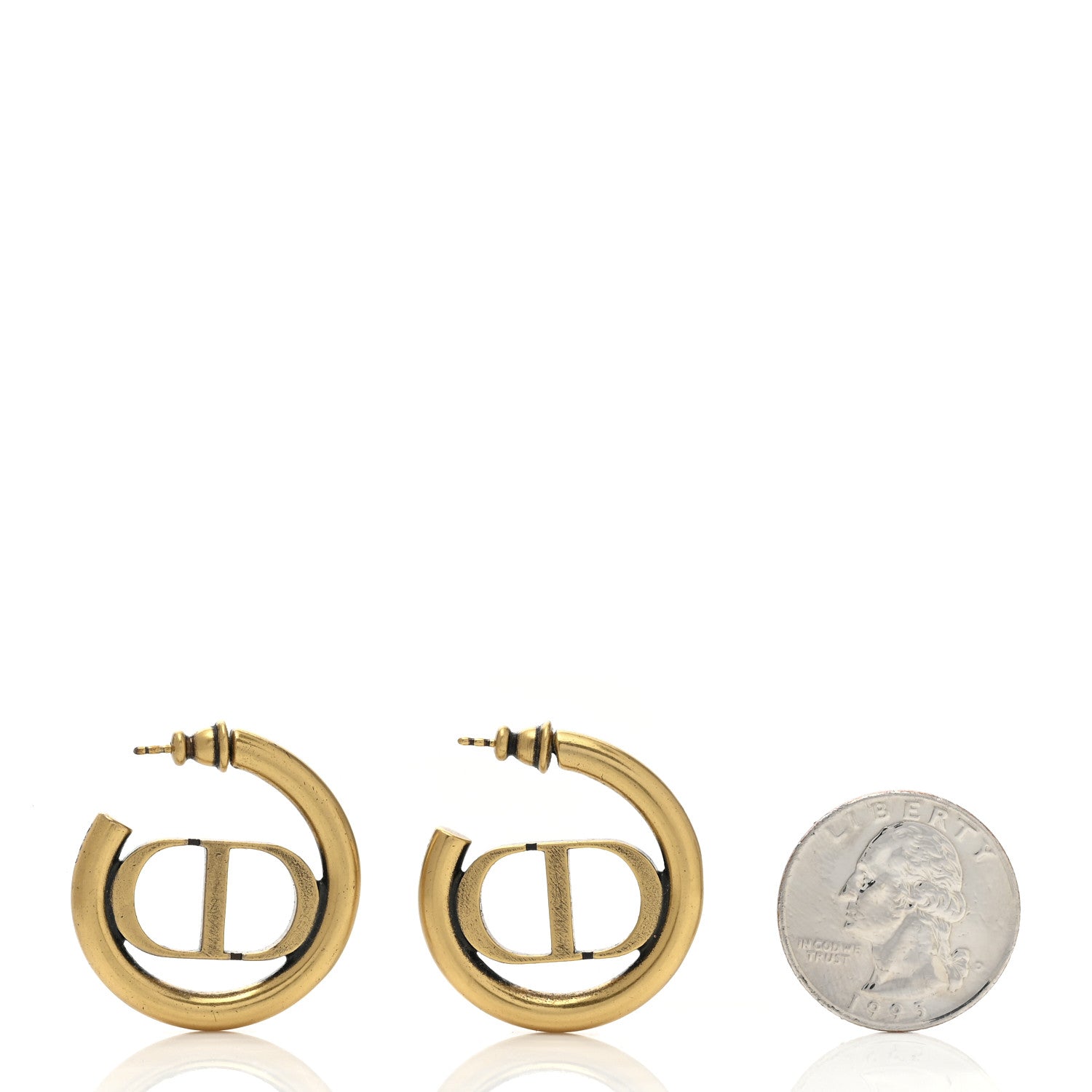 Christian Dior Metal 30 Montaigne Hoop Earrings Aged Gold 2 of 4