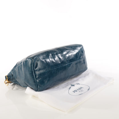 Prada Vitello Shine Shopping Satchel Denim 5 of 10