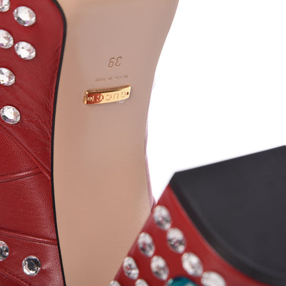 Gucci Malaga Kid Crystal Amilna Platform Loafers 39 Hibiscus Red 6 of 10