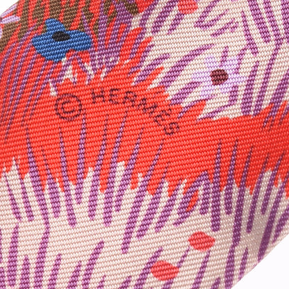 Hermes Silk Dans un Jardin Anglais Twilly Fuchsia Rouge Bleu Roy 4 of 5