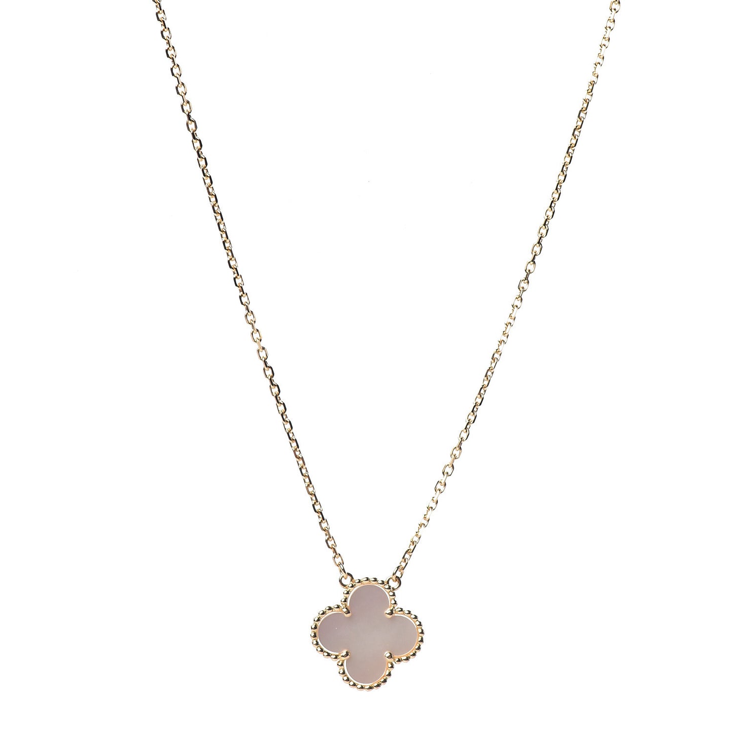 18K Yellow Gold Mother of Pearl Vintage Alhambra Pendant Necklace