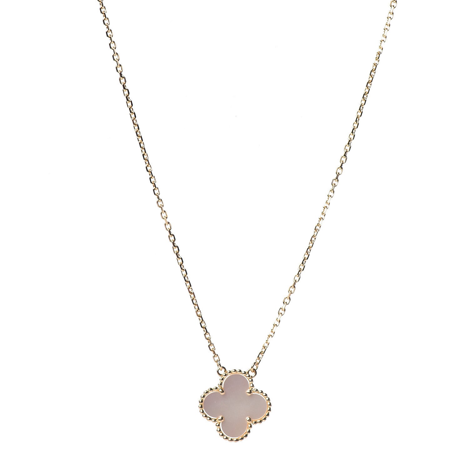 Van Cleef & Arpels 18K Yellow Gold Mother of Pearl Vintage Alhambra Pendant Necklace 4 of 8