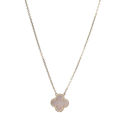 Van Cleef & Arpels 18K Yellow Gold Mother of Pearl Vintage Alhambra Pendant Necklace 4 of 8
