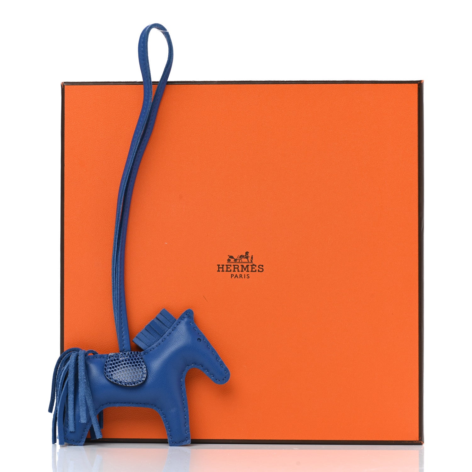 Hermes Milo Lambskin Lizard Touch Grigri Rodeo Horse Bag Charm PM Bleu France Bleu Saphir 4 of 4