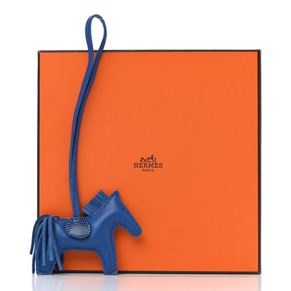 Hermes Milo Lambskin Lizard Touch Grigri Rodeo Horse Bag Charm PM Bleu France Bleu Saphir 4 of 4