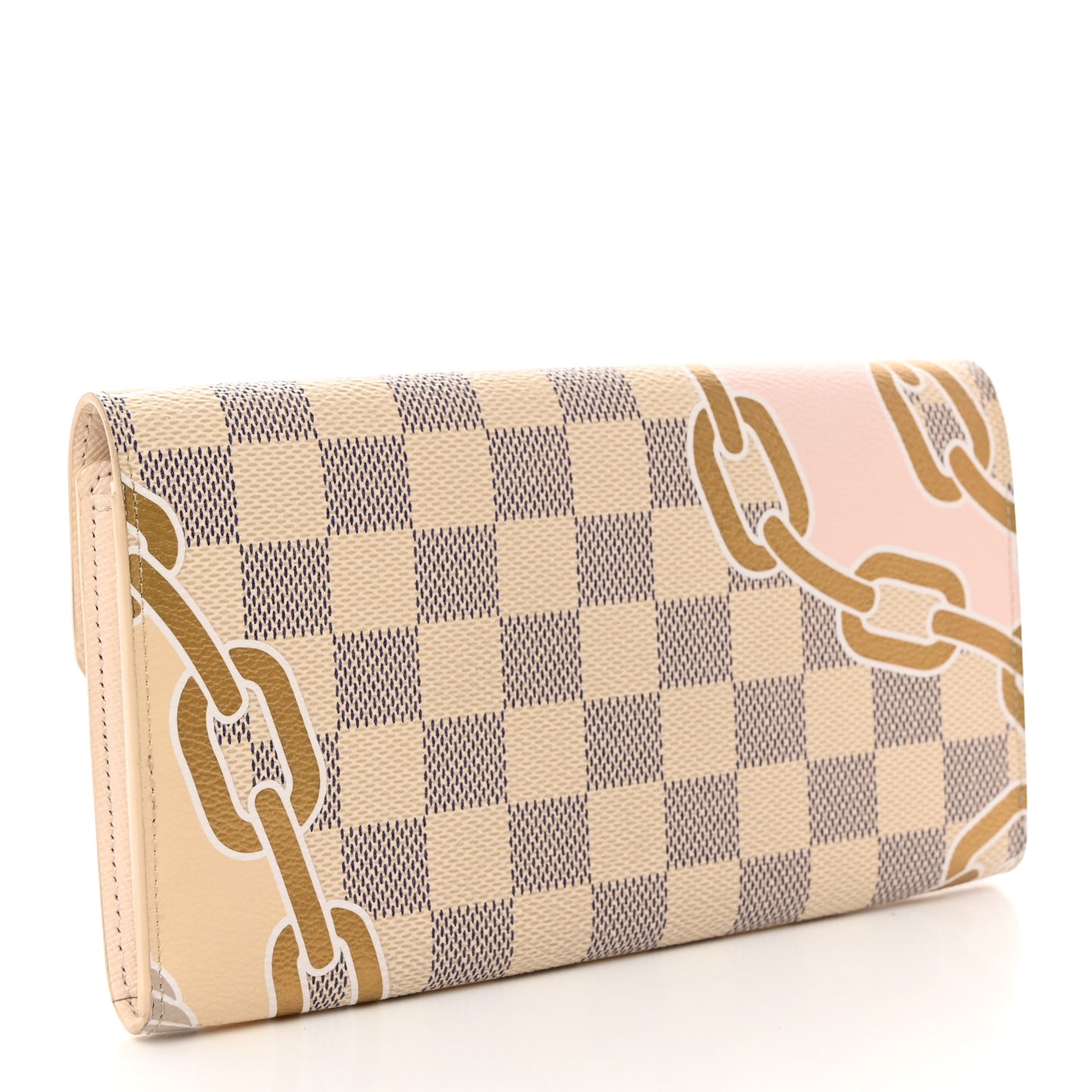 LOUIS VUITTON Damier Azur Nautical Sarah Wallet NM Gold