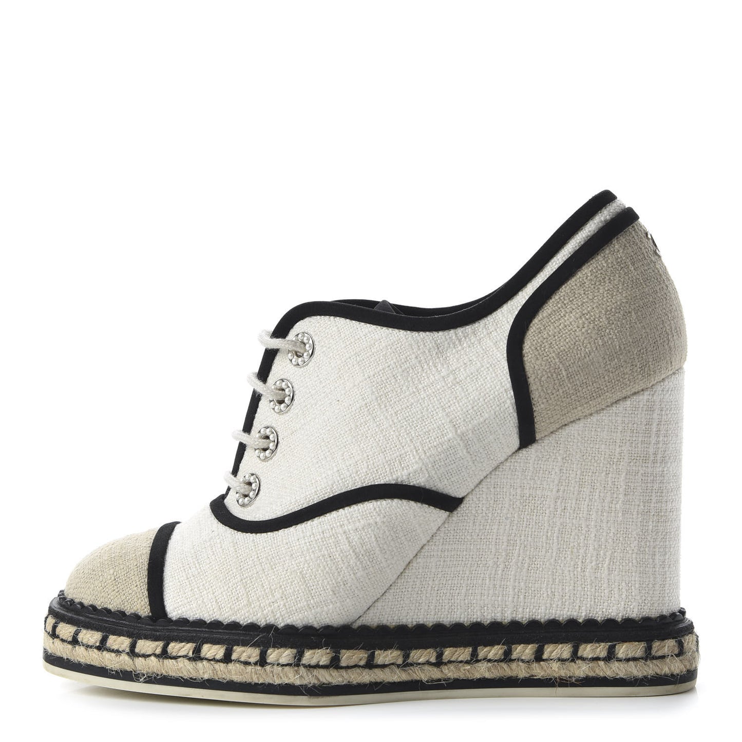 Raffia Lace Up Wedge Espadrilles 37 Beige