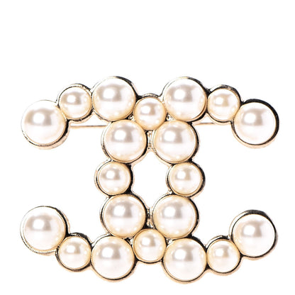 Chanel Pearl CC Brooch Gold Pearly White 1 of 5