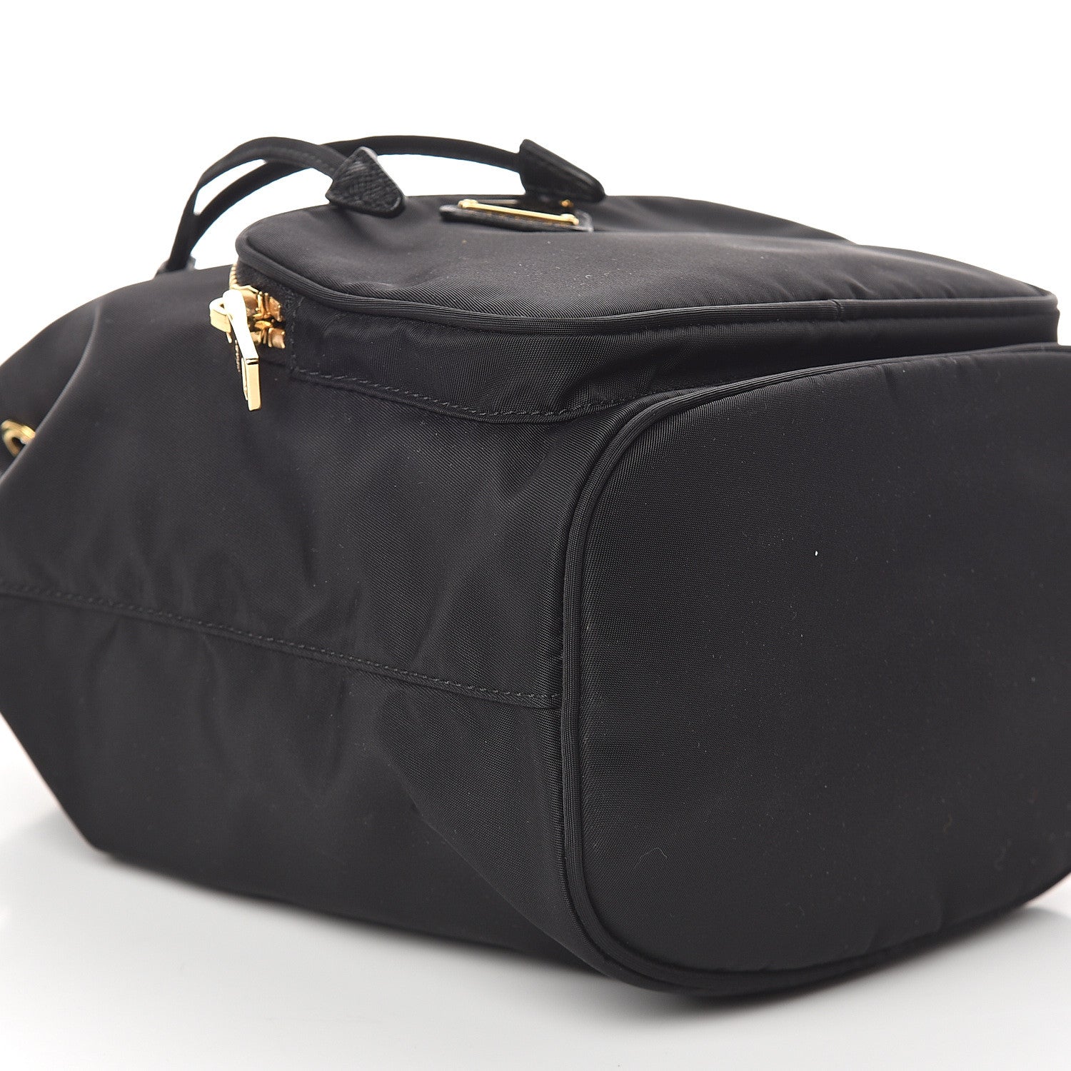 Prada Saffiano Tessuto Nylon Mini Bucket Crossbody Bag Black 7 of 8