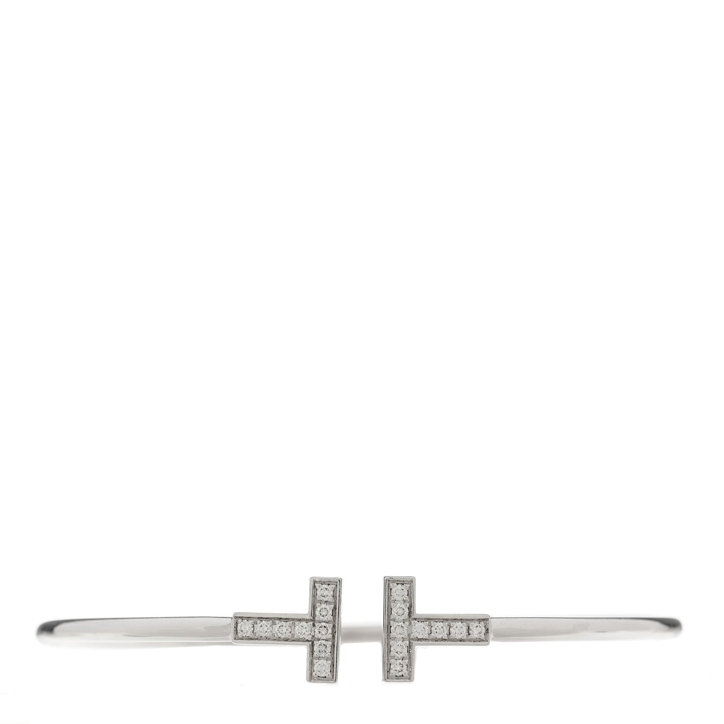 18K White Gold Diamond T Wire Bracelet