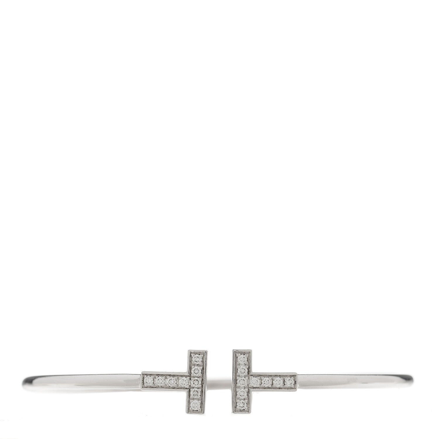 Tiffany 18K White Gold Diamond T Wire Bracelet 1 of 3
