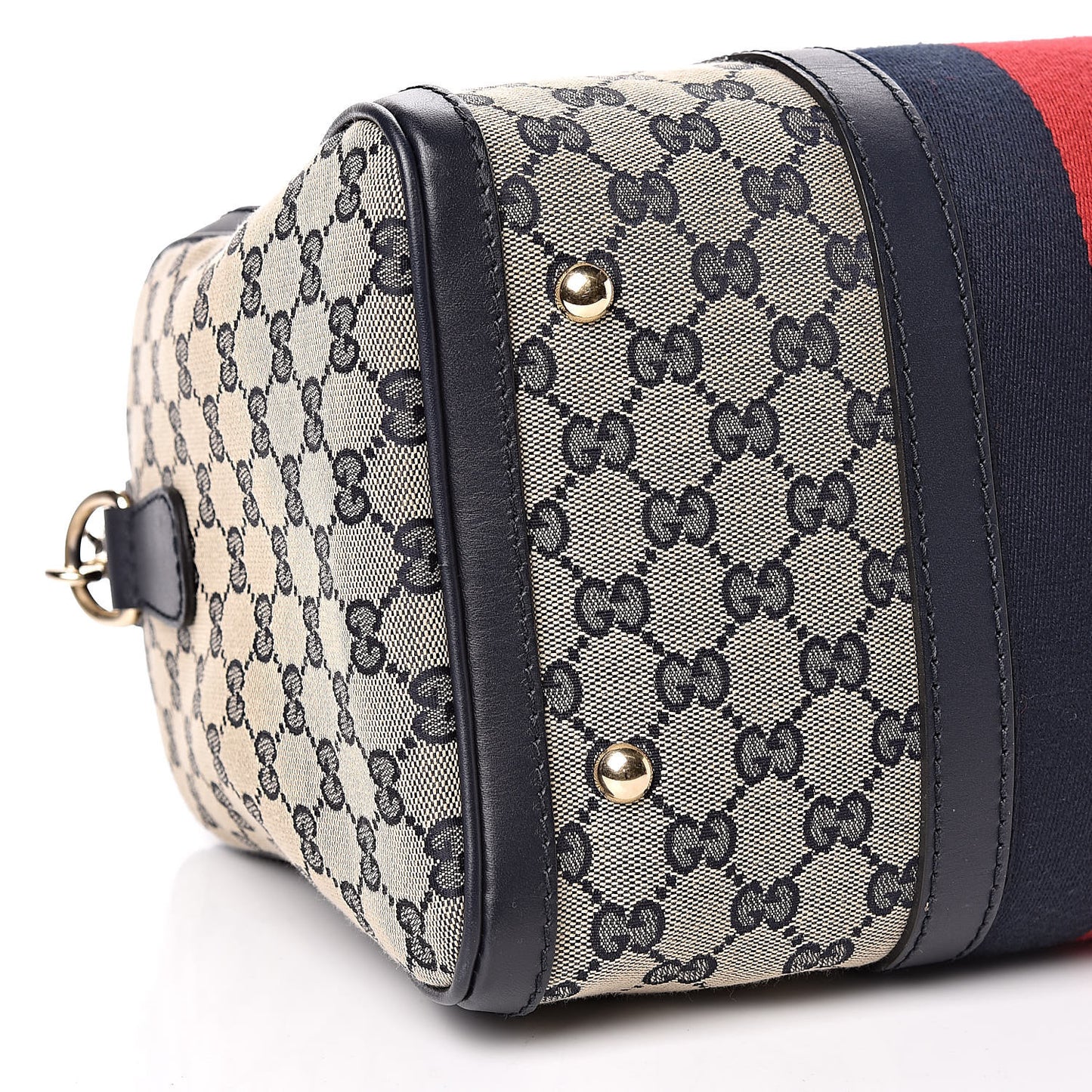 Monogram Selleria Calfskin Vintage Web Medium Boston Beige Blue
