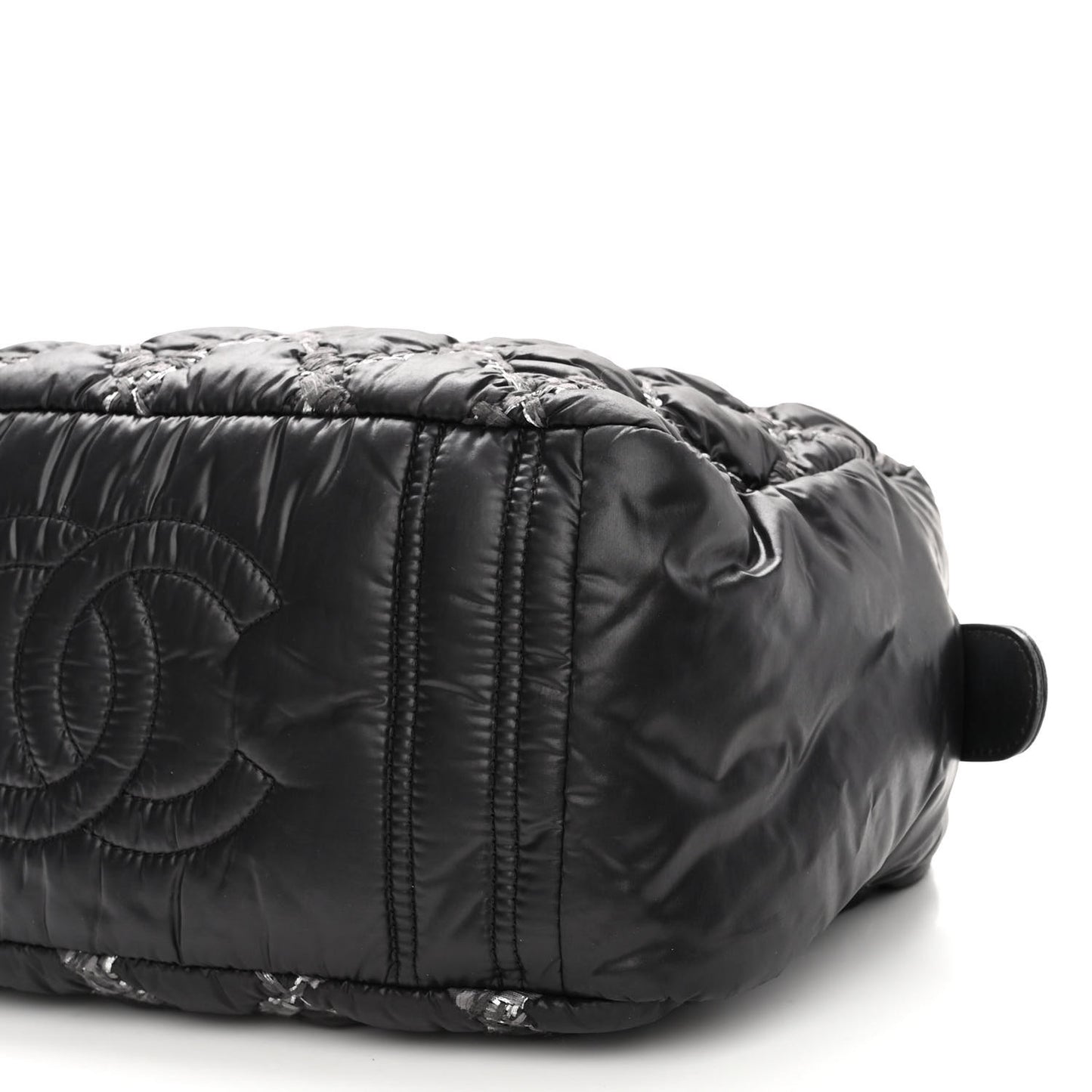 Nylon Quilted Tweed Stitch Bubble Camera Case Black