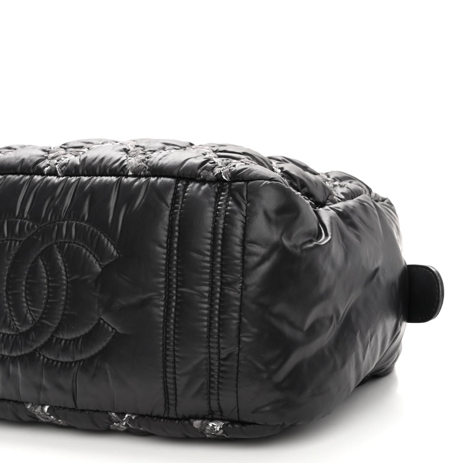 Chanel Nylon Quilted Tweed Stitch Bubble Camera Case Black 10 of 10