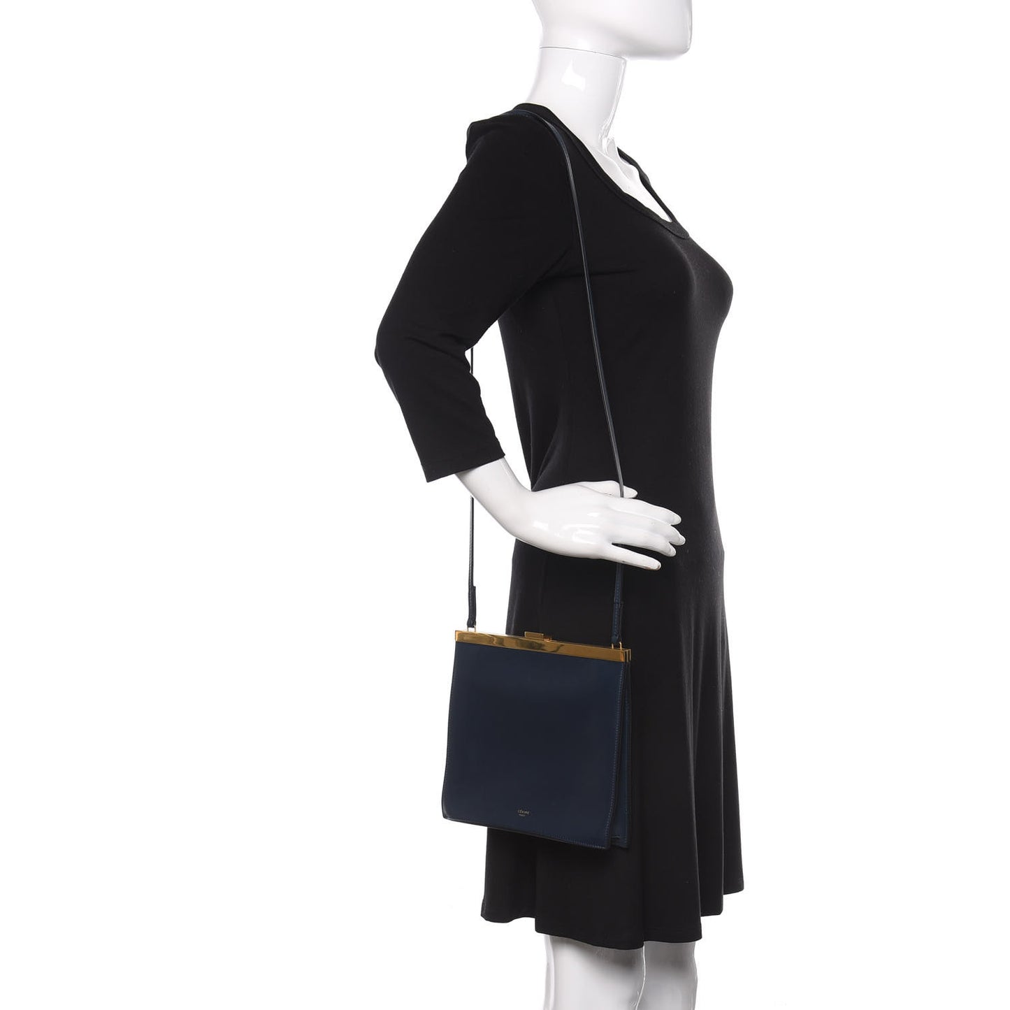 Smooth Calfskin Mini Clasp Bag Navy