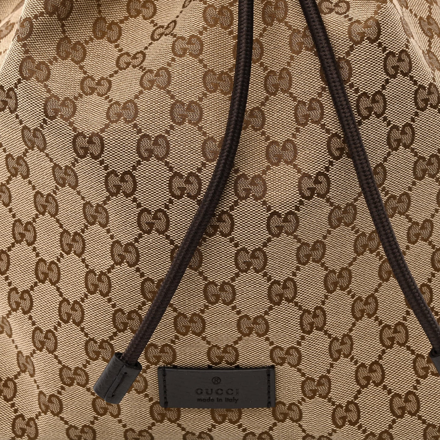 Monogram Dollar Calfskin O Drawstring Backpack Beige Ebony Testa di Moro Dark Chocolate