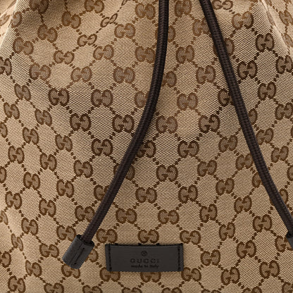 Gucci Monogram Dollar Calfskin O Drawstring Backpack Beige Ebony Testa di Moro Dark Chocolate 8 of 10
