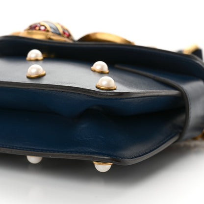 Gucci Nappa Pearl Studded Mini Queen Margaret Broadway Shoulder Bag Blue Agata 10 of 13