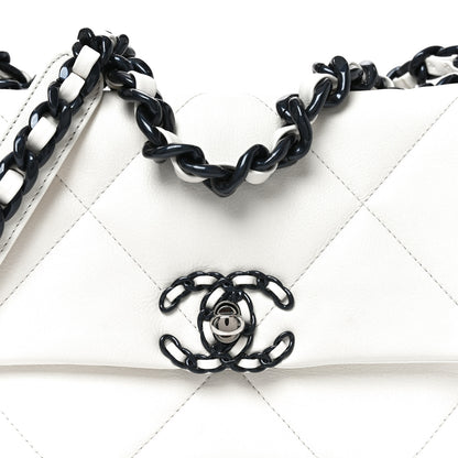 Chanel Glossy Calfskin Quilted Medium Chanel 19 Flap White Black 8 of 10