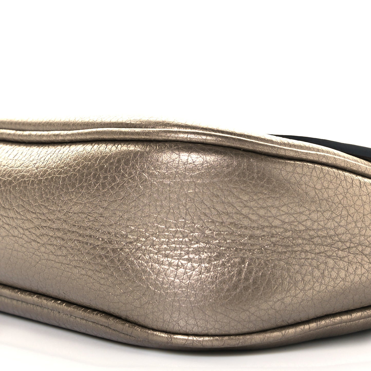 Metallic Pebbled Calfskin Medium Soho Flap Crossbody Golden Beige